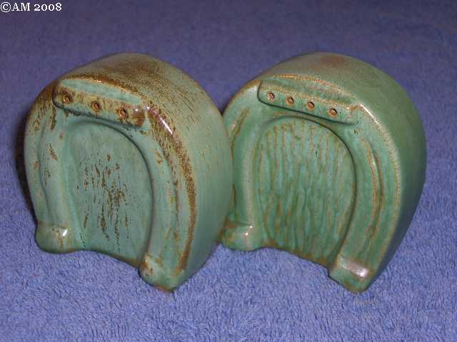 Frankoma Horseshoe shakers glazed prairie green